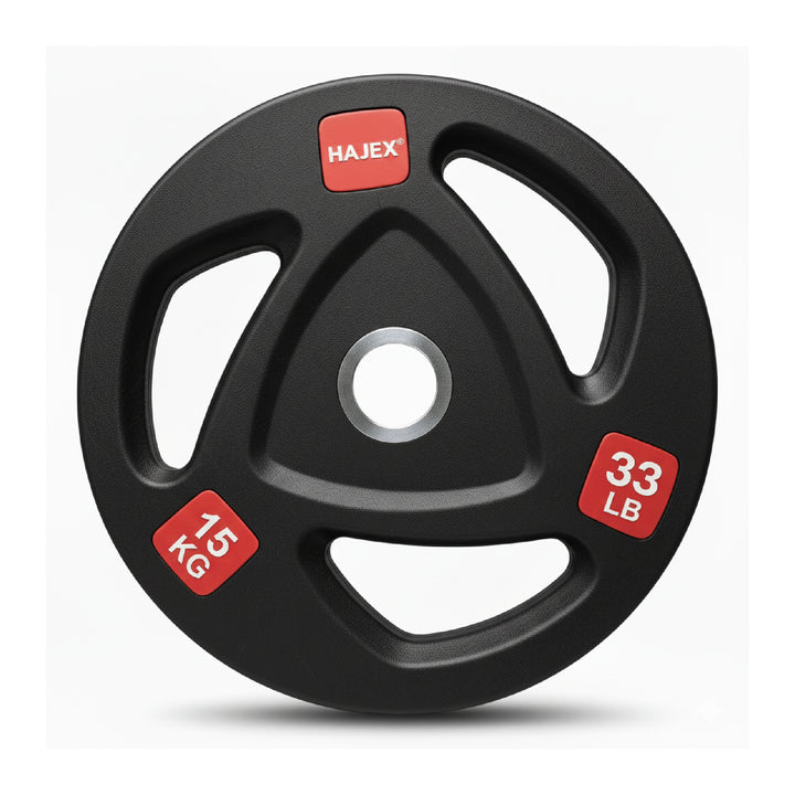 HAJEX Rubber Olympic Bumper Grip Weight Plates & Sets in LBs & KGs
