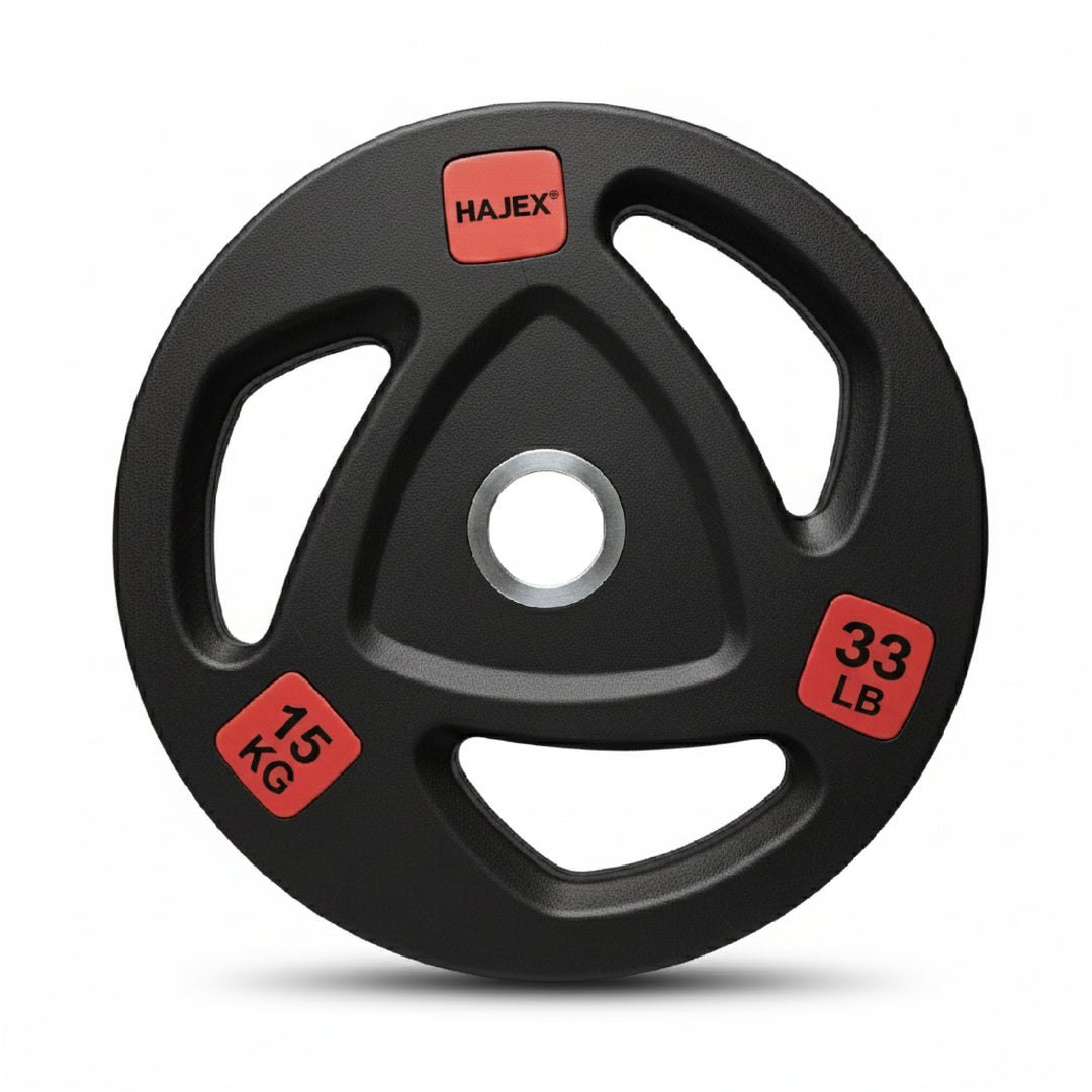 HAJEX Rubber Olympic Bumper Grip Weight Plates & Sets in LBs & KGs