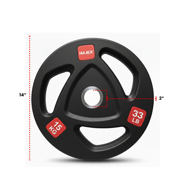HAJEX Rubber Olympic Bumper Grip Weight Plates & Sets in LBs & KGs
