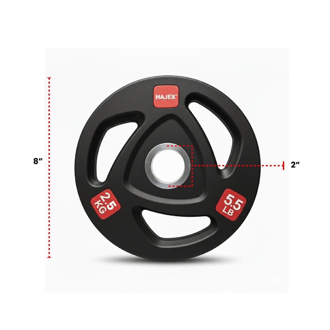 HAJEX Rubber Olympic Bumper Grip Weight Plates & Sets in LBs & KGs