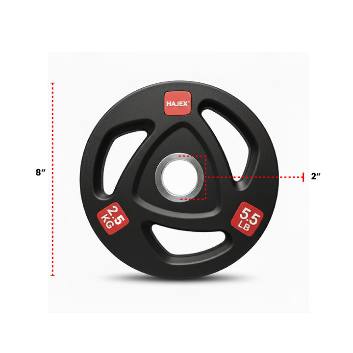 HAJEX Rubber Olympic Bumper Grip Weight Plates & Sets in LBs & KGs