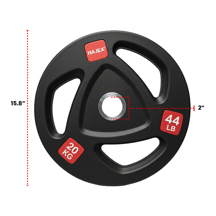 HAJEX Rubber Olympic Bumper Grip Weight Plates & Sets in LBs & KGs