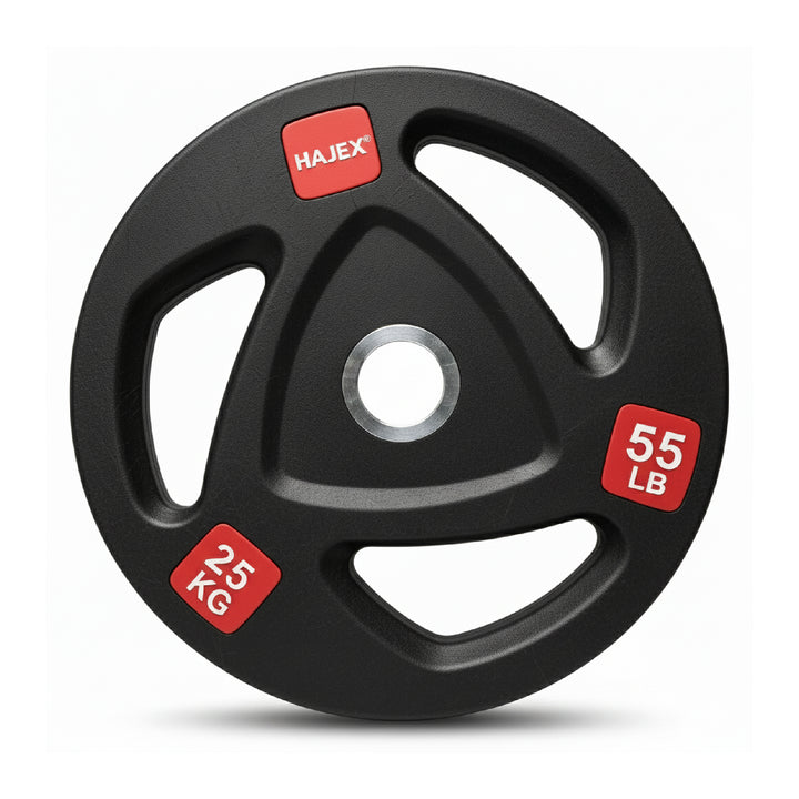 HAJEX Rubber Olympic Bumper Grip Weight Plates & Sets in LBs & KGs