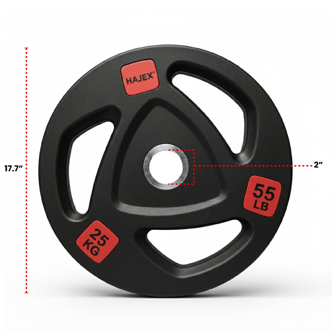 HAJEX Rubber Olympic Bumper Grip Weight Plates & Sets in LBs & KGs