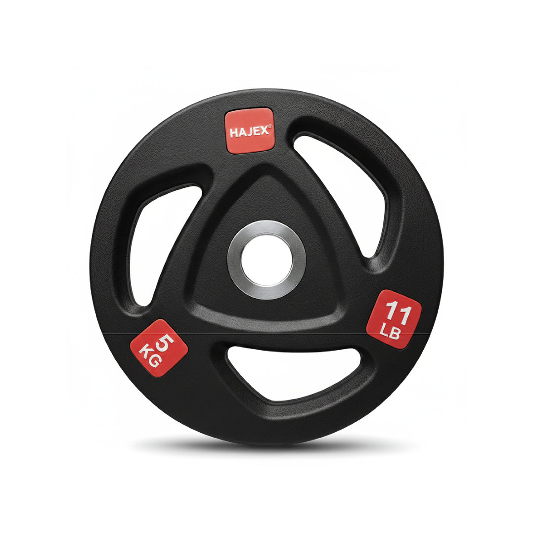 HAJEX Rubber Olympic Bumper Grip Weight Plates & Sets in LBs & KGs