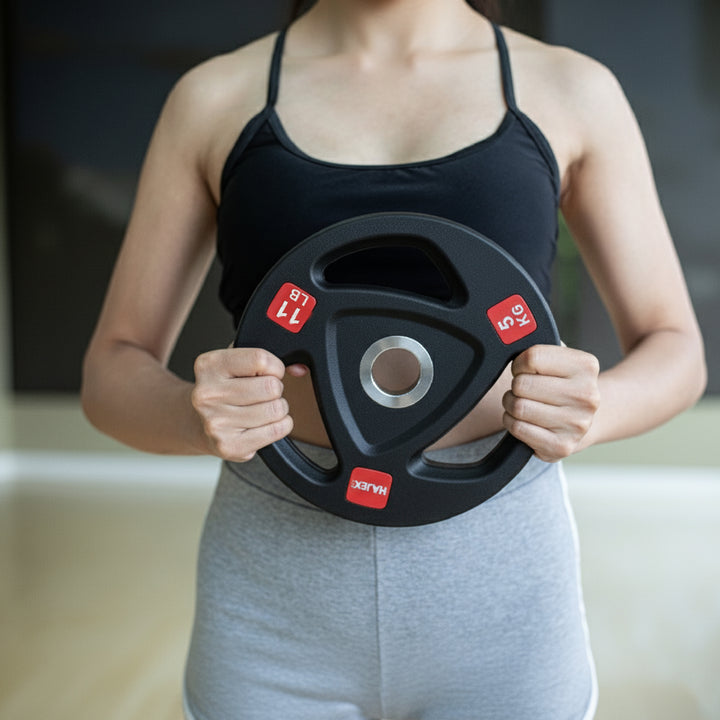 HAJEX Rubber Olympic Bumper Grip Weight Plates & Sets in LBs & KGs
