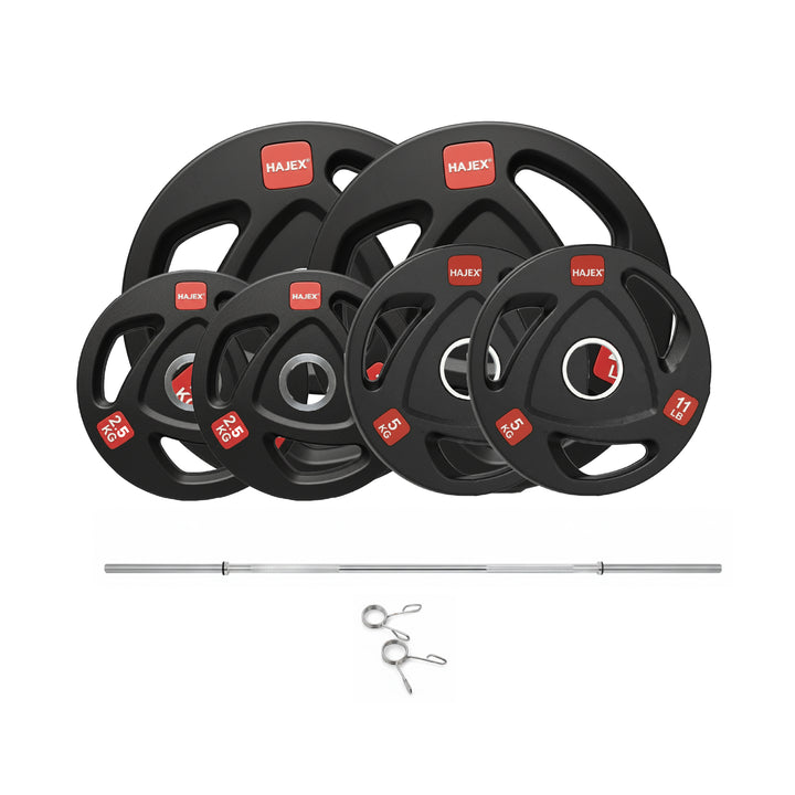 HAJEX Rubber Olympic Bumper Grip Weight Plates & Sets in LBs & KGs