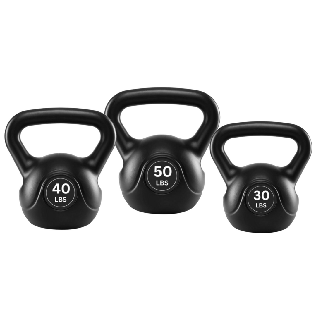 kettlebell set cement plastic 30 to 50 lbs