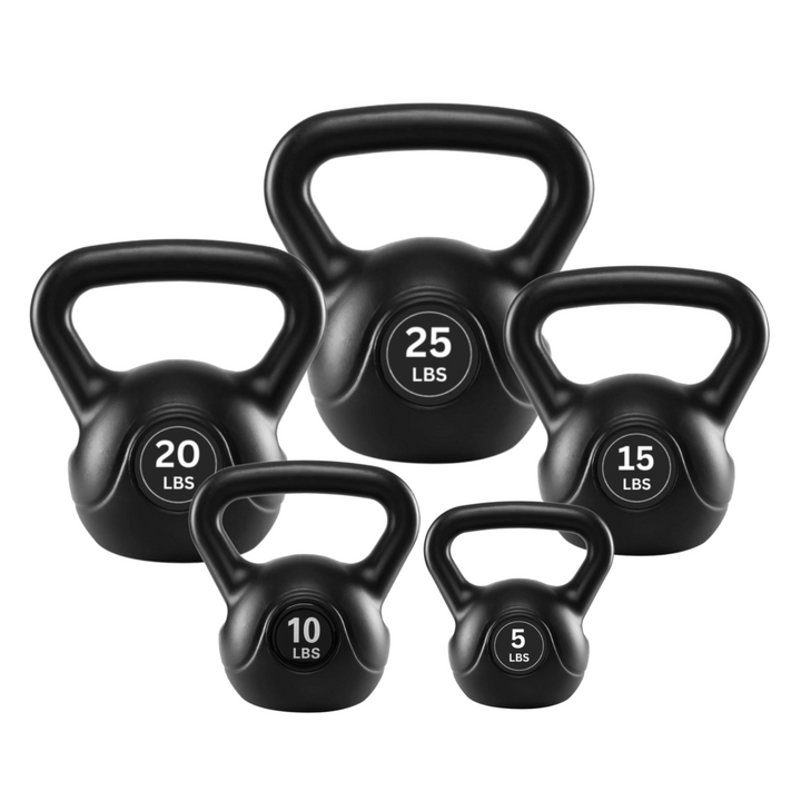 kettlebell set cement plastic 5 to 25 lbs