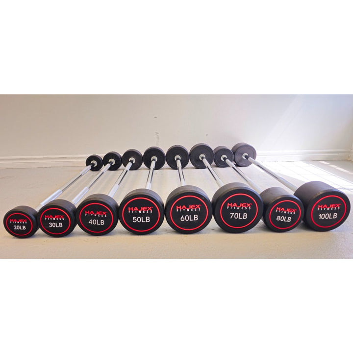 Straight and EZ Curl Fixed Weight Barbell Sets - 20 to 100 LB