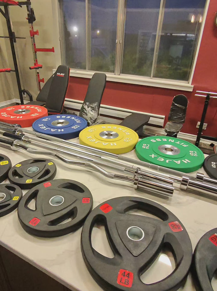 HAJEX Rubber Olympic Bumper Grip Weight Plates in LBs & KGs