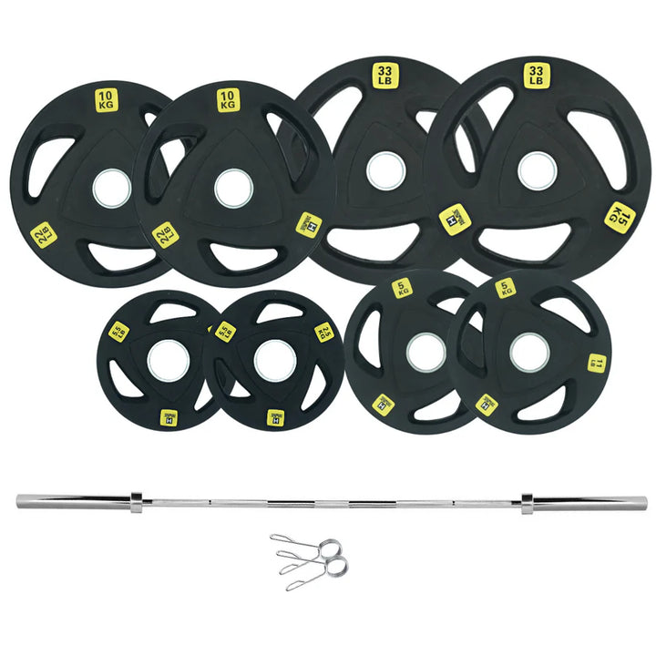 HAJEX Rubber Olympic Bumper Grip Weight Plates & Sets in LBs & KGs