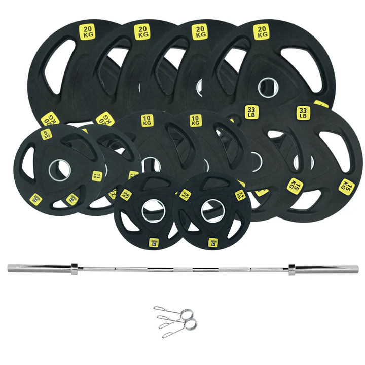 HAJEX Rubber Olympic Bumper Grip Weight Plates & Sets in LBs & KGs