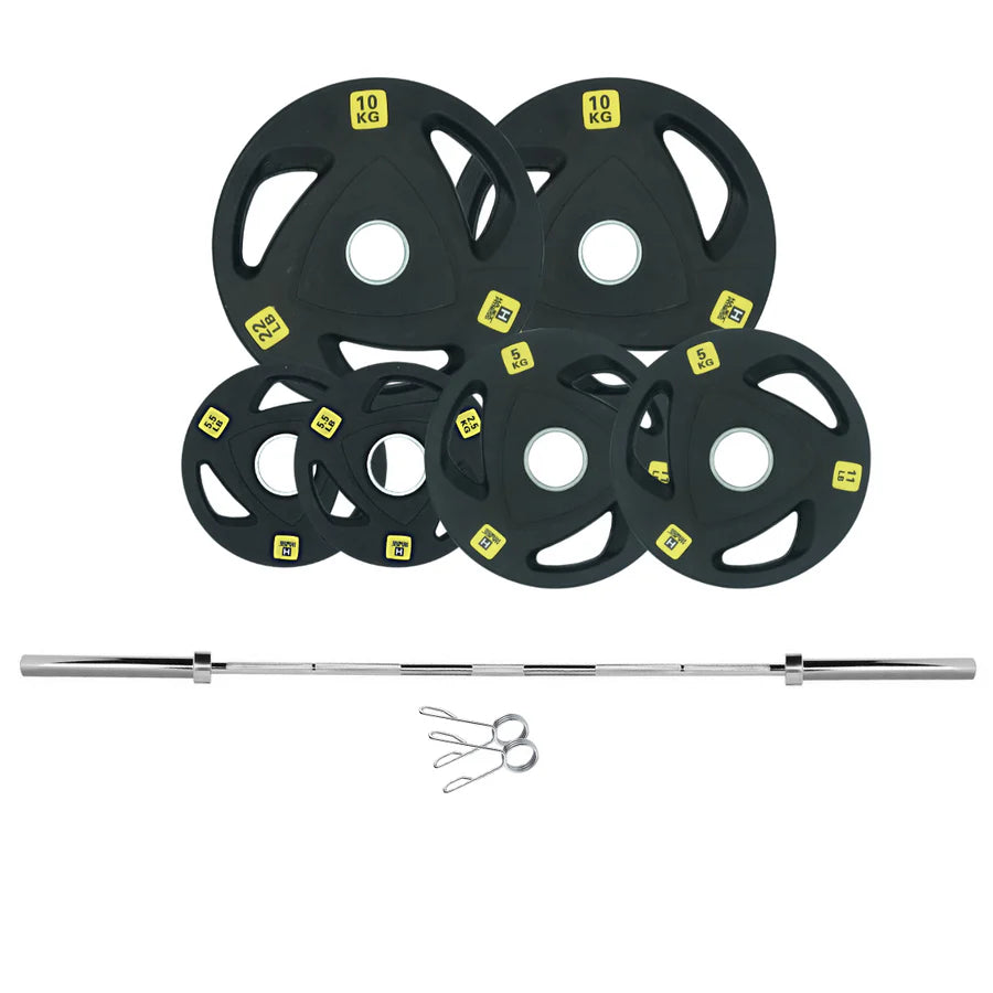 HAJEX Rubber Olympic Bumper Grip Weight Plates & Sets in LBs & KGs