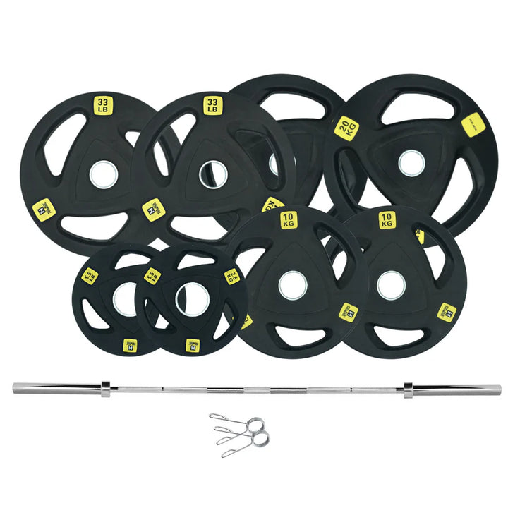 HAJEX Rubber Olympic Bumper Grip Weight Plates & Sets in LBs & KGs