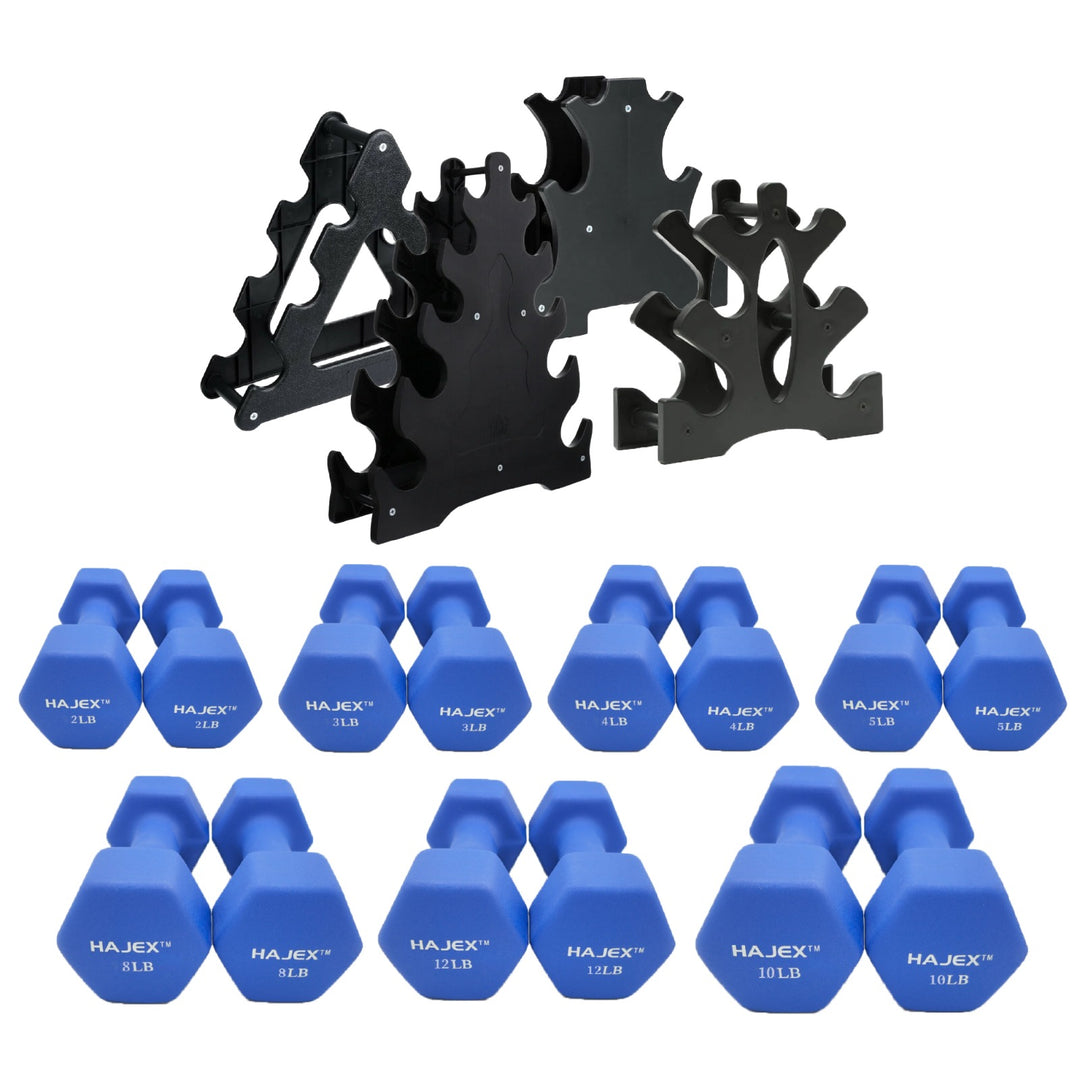 Neoprene Dumbbells' Sets With Rack
