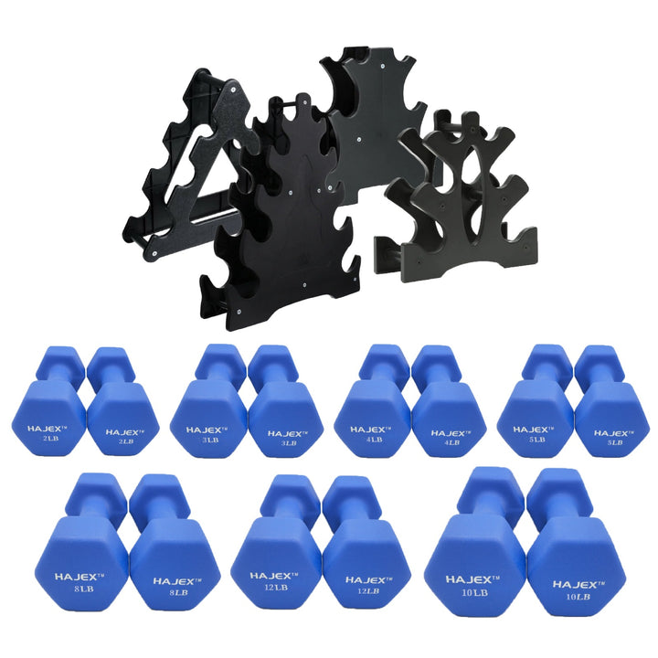 Neoprene Dumbbells' Sets With Rack