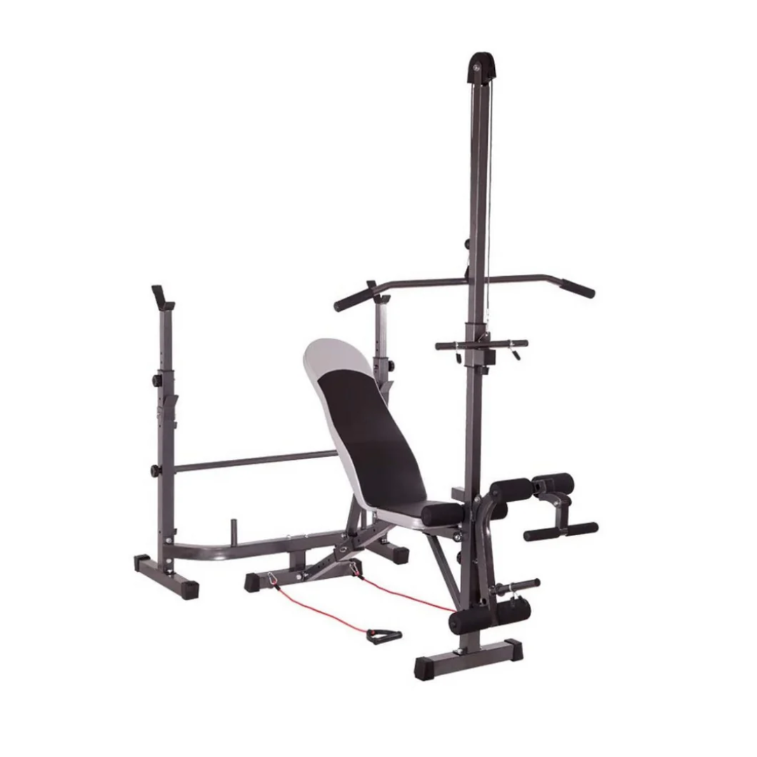 Workout Bench with Weights, Barbell & Dumbbells